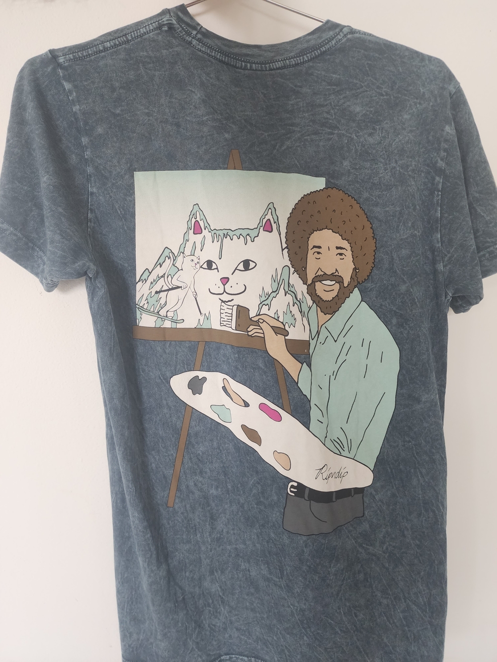 Ripndip Slate Blue Graphic Tee with Pink Accent